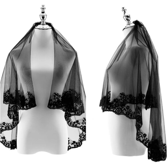 Women Mesh Veil Black Bridal Birdcage Short Wedding Face Veil with Clip main image 5